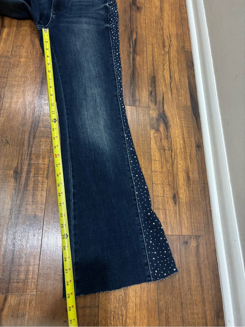 Judy Blue Rhinestone Side Detail Flare Jean Festival Glam Denim Western Stretch - Picture 13 of 13